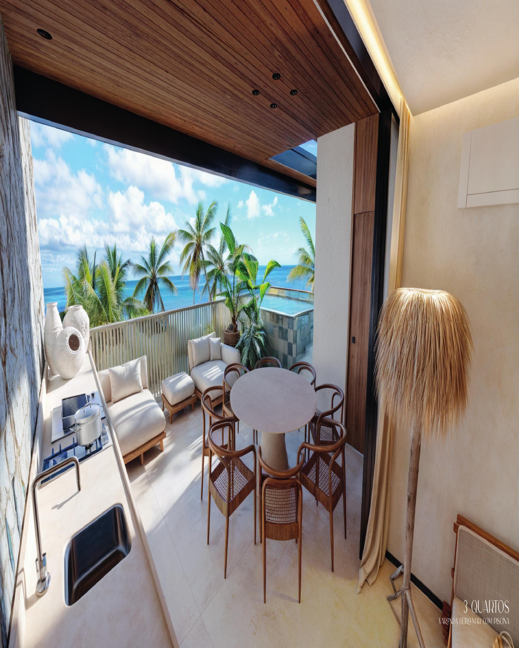Varanda frente-mar com piscina privativa no Sunrise